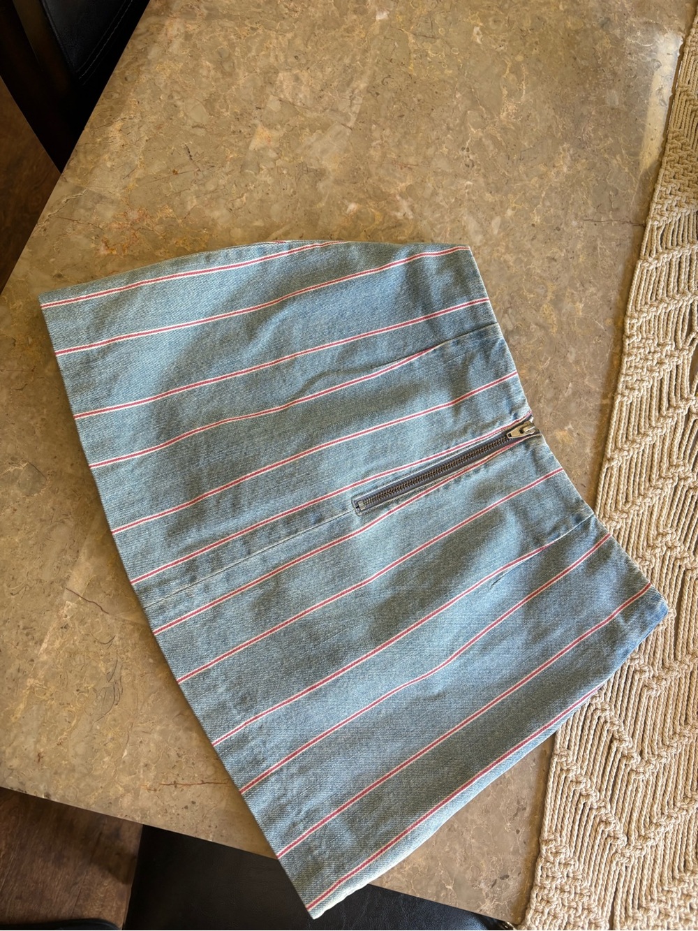 Alexander Wang Light Blue Mini Skirt with Pink Stripe Detail - Picture 3 of 4